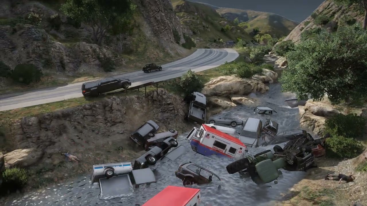 GTA V NPCs Stunt Jump | Car Crash Compilation | Extreme Vehicle Mayhem