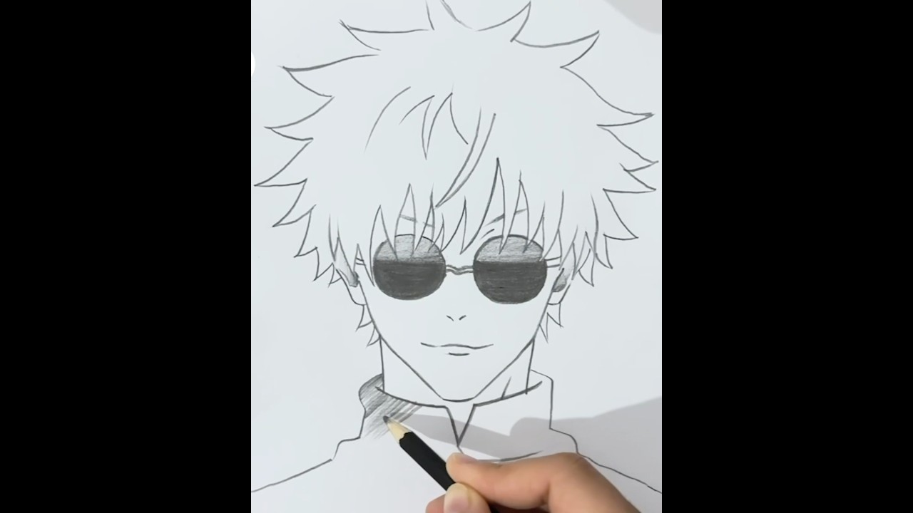 Easy Gojo Saturo drawing #drawing #animeeart #animedrawing #anime #gojo