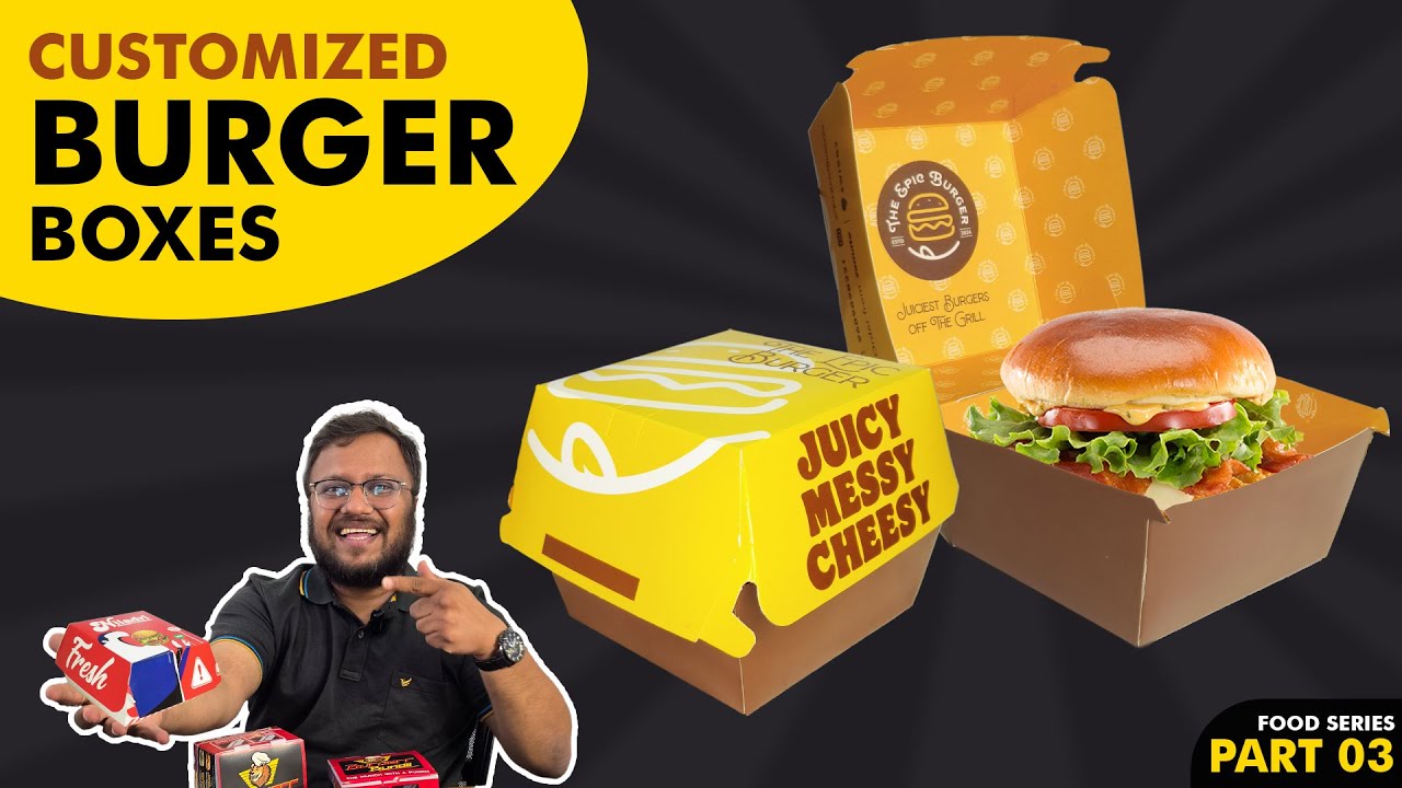 Custom Burger Box | Clamshell Burger Box #burgerbox #foodpackaging
