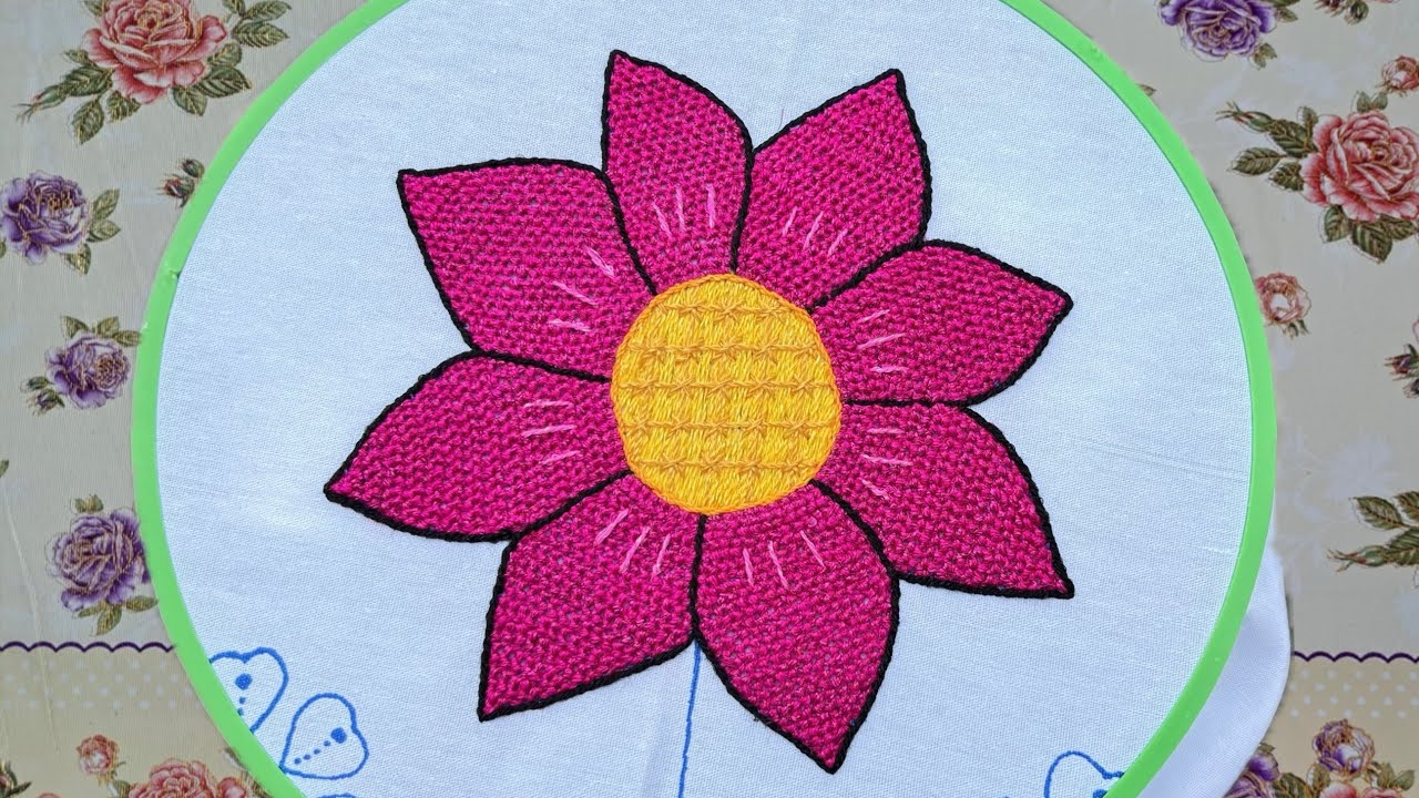 Заполняющий стежок для вышивания цветов 🌸Простые стежки💜