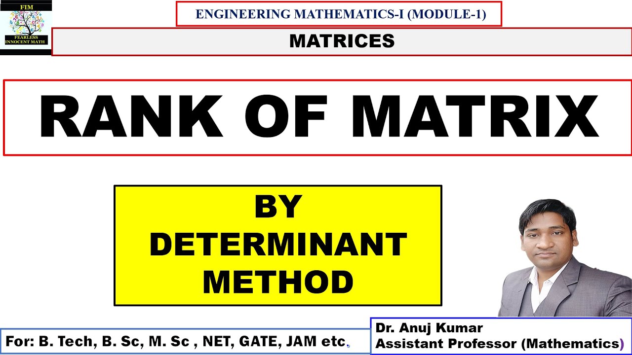 Rank of Matrices | Rank of a matrix by determinant method | Matrix Rank Questions | Rank of Matrix