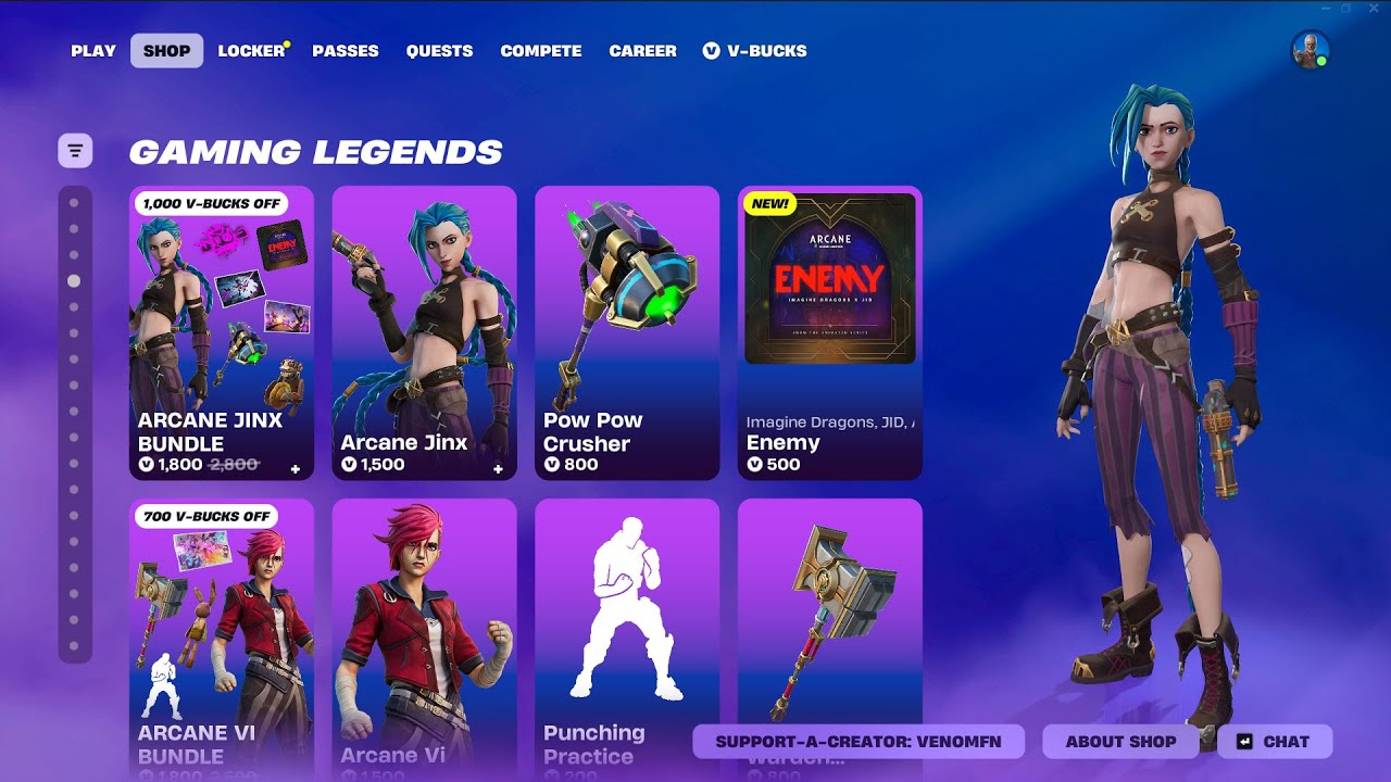 NEW Arcane Jinx & Vi Fortnite Item Shop Showcase! (Available Now)