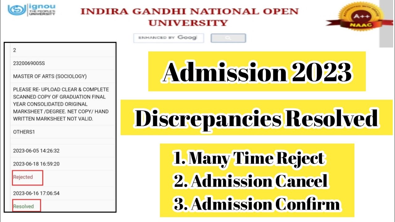 Ignou July 2023 Admission Discrepancies Rejected Admission Cancel Or Confirm  | Mister Ignou #ignou