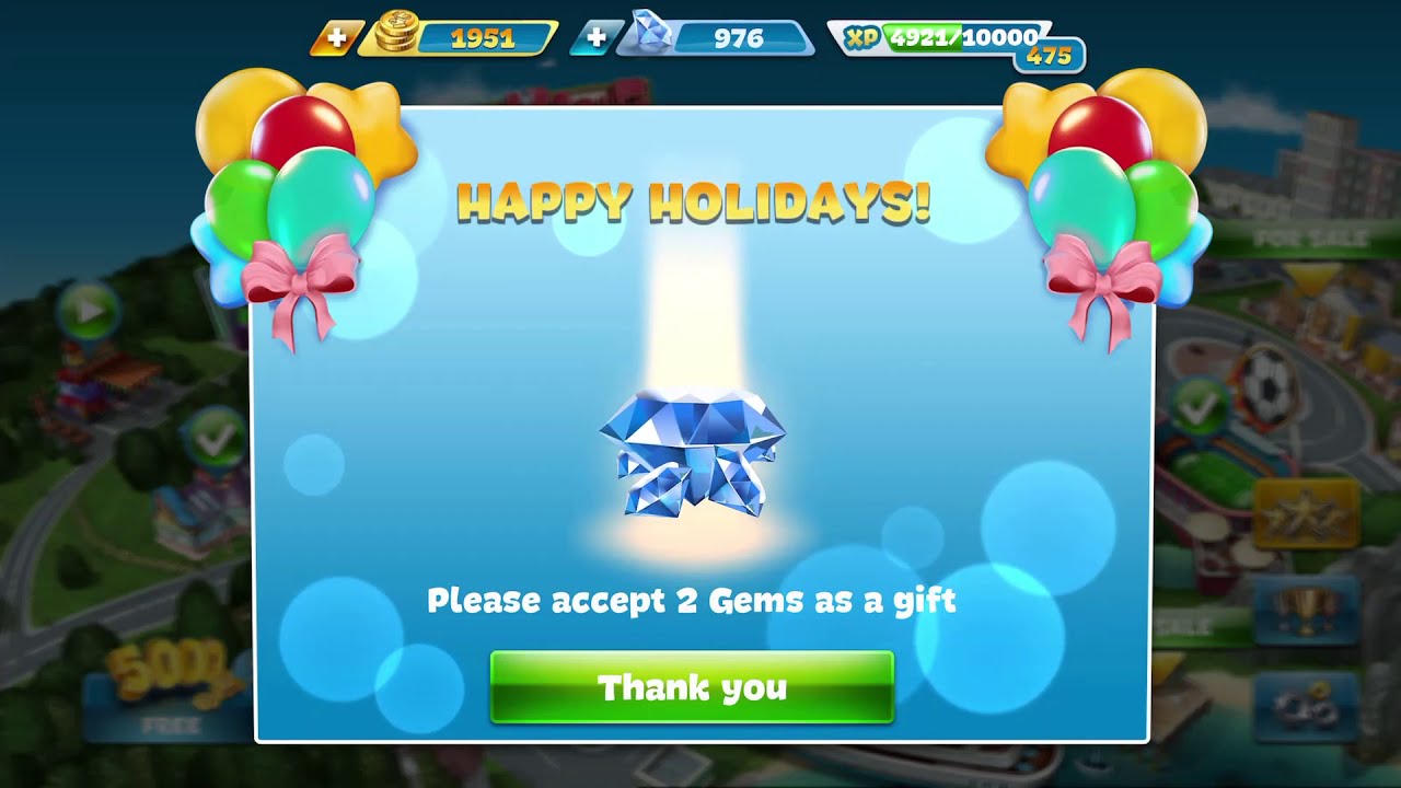 COOKING FEVER | HAPPY HOLIDAYS GIFT#2 | 2 FREE GEMS 💎💎💎!!