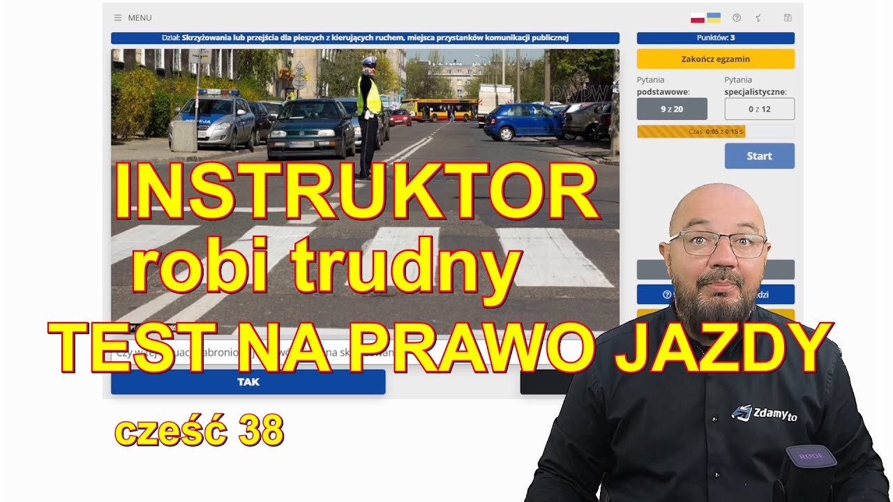 Instruktor rozwiązuje trudny TEST NA PRAWO JAZDY! Zestaw 38