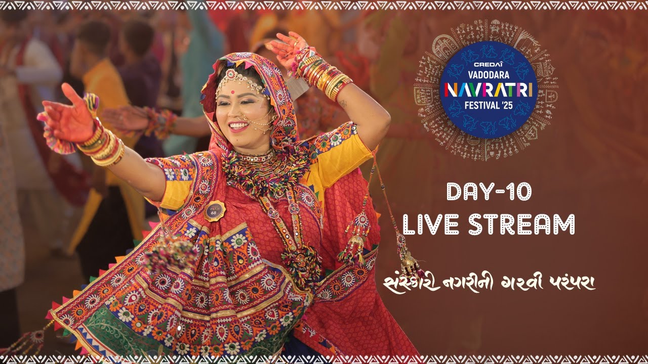 Vadodara Navratri Festival 2025 | Navratri Nonstop Garba Live  | Day 10