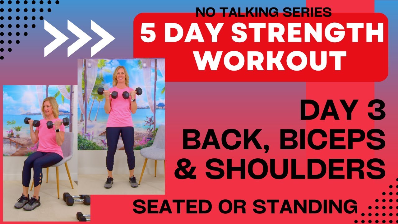 12 minute Strength Workout for Stronger Shoulders, Biceps & Back | Can be Seated or Standing | Day 3