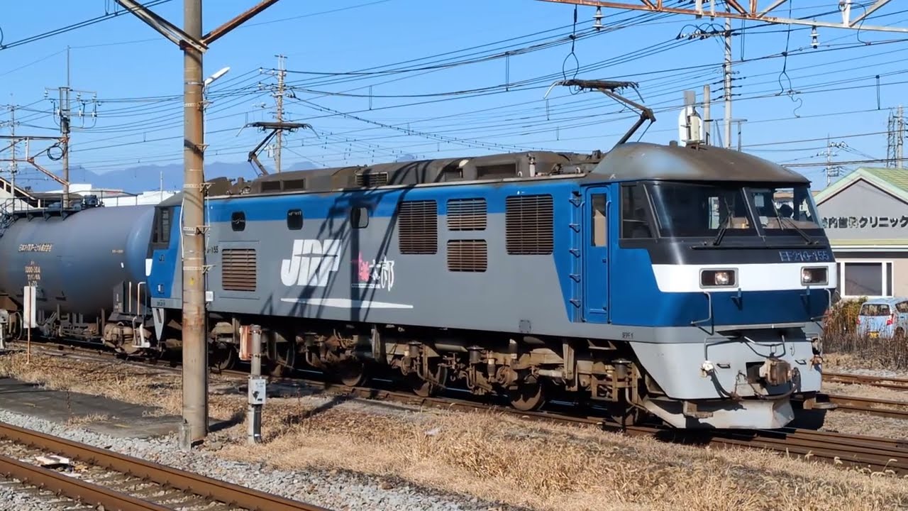 JR貨物EF210型155号機＋タキが倉賀野駅4番線を出発