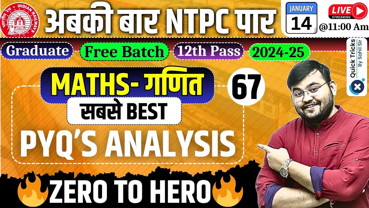 RRB NTPC Classes 2024 | Best PYQ Analysis for Maths | NTPC Maths Previous Year Question by Sahil Sir