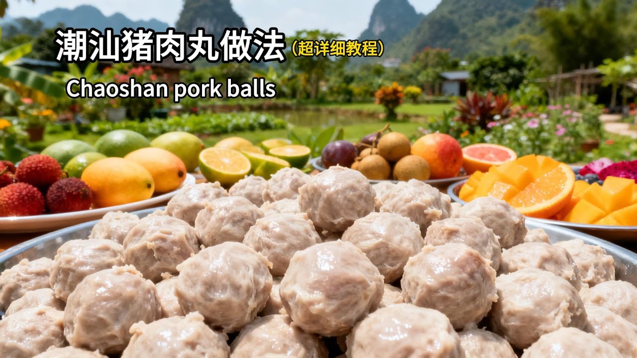 潮汕猪肉丸家庭版制作方法，超详细制作过程，新手小白必学，轻松在家复刻美味猪肉丸，分享猪肉丸详细配料配方Chaoshan Pork Ball Home Edition#农村美食课堂 #cooking