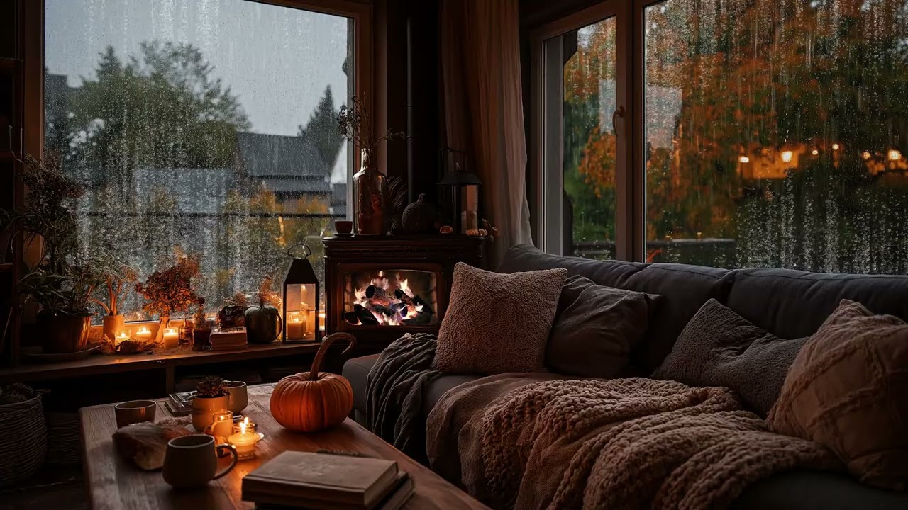 Peaceful Window Rain Sounds 🌧️ Cozy Fireplace ASMR for Deep Sleep (3 Hours)