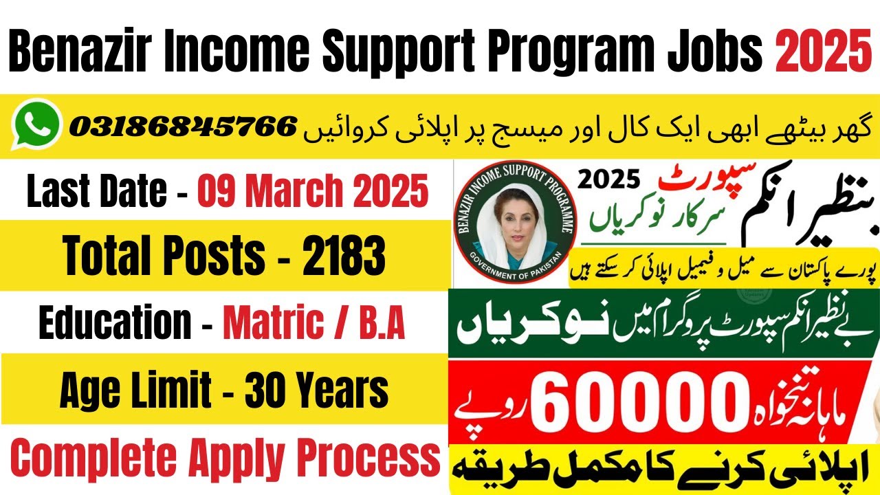 BISP Jobs 2025 | BISP Jobs 2025 Online Apply | Benazir Income Support Program Jobs 2025 | Jobs 2025