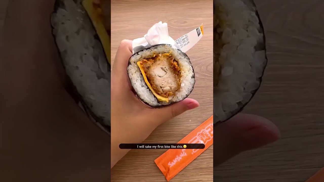 Tried Pork cutlet Kimbap (Gimbap) at Korean convenience store. #koreanfood