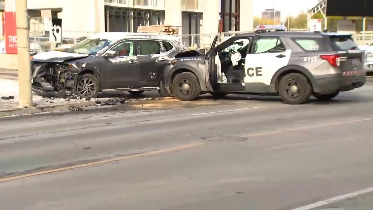 From the scene: Crash involving police cruiser closes Parliament Street