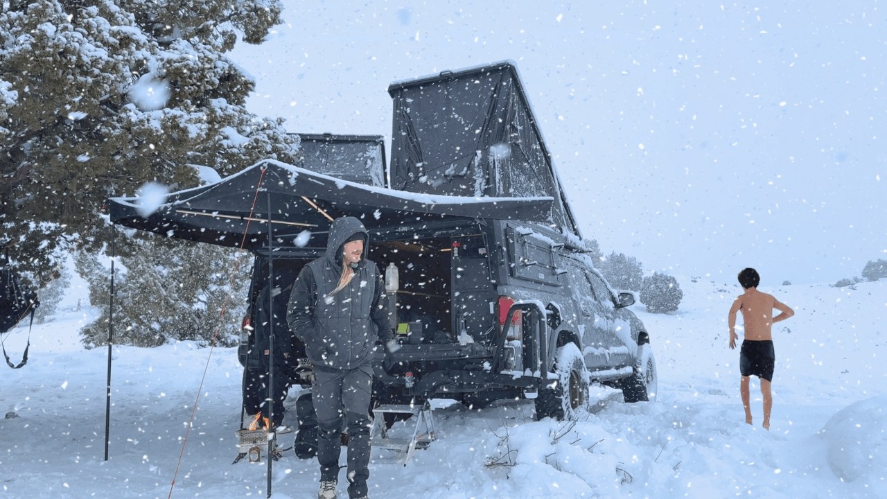 Winter Overlanding in the Eastern Sierras | Snow Camping & Hot Springs