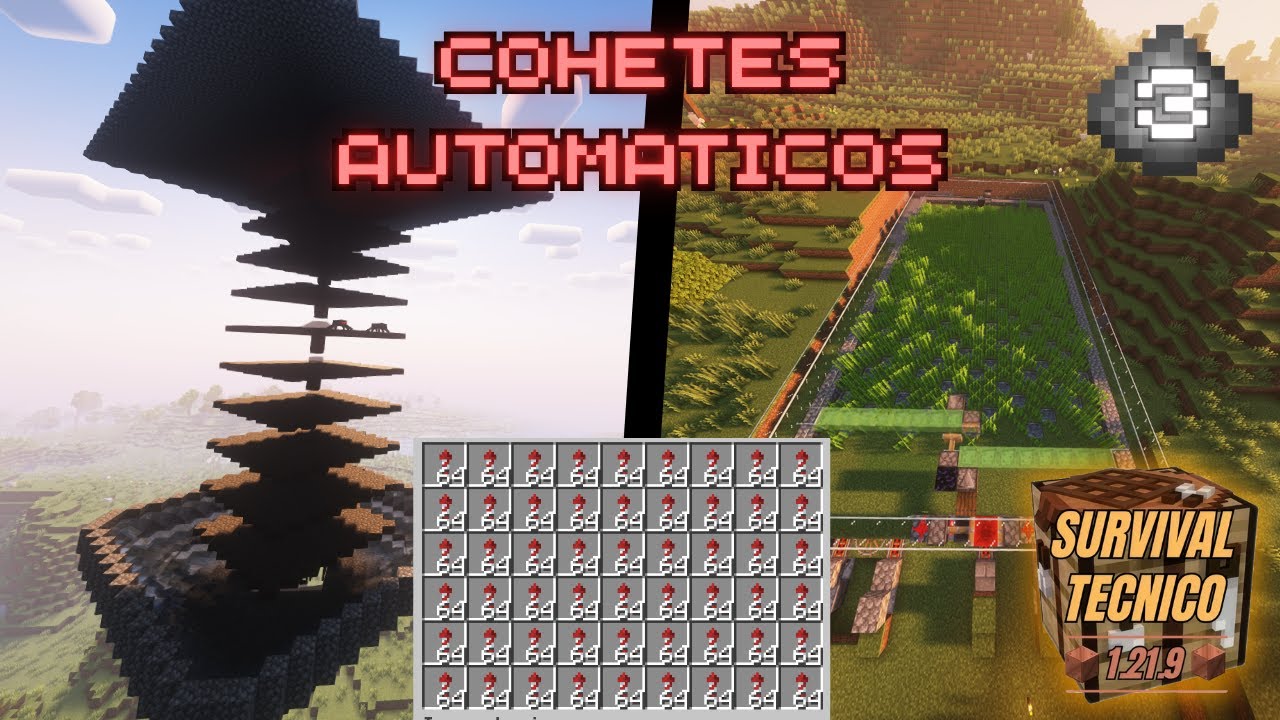 Cohetes automáticos | Minecraft Survival Técnico 1.21.9 EP3