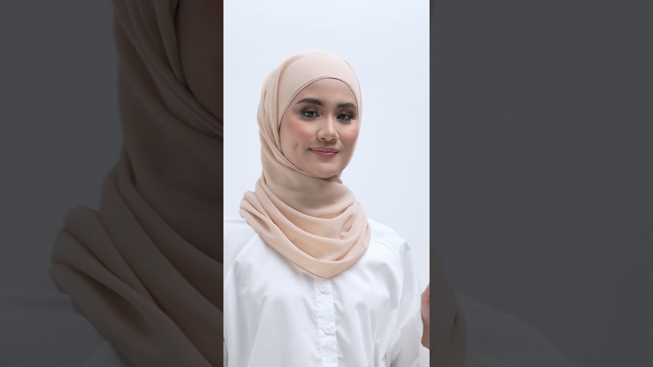 Kalsom Light Chiffon Scarf in Almond Beige