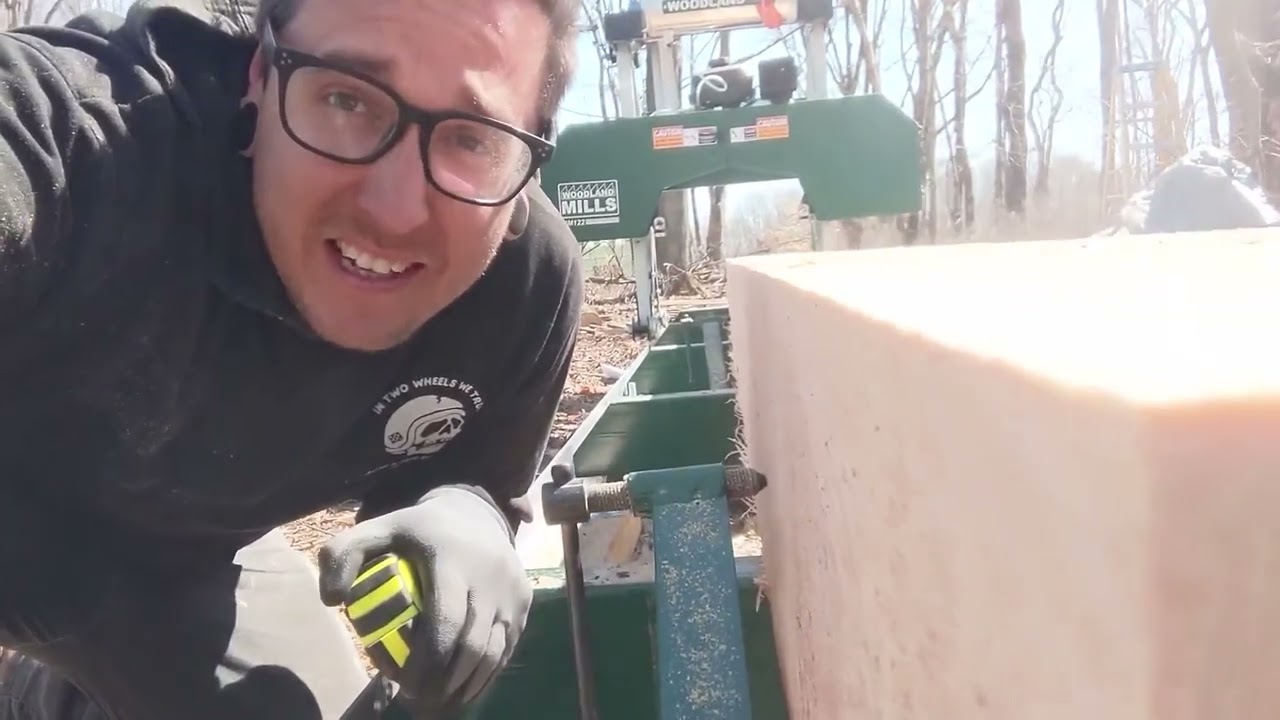 Making My First Cut On My New Sawmill! First Cut on HM122 from Woodland Mills