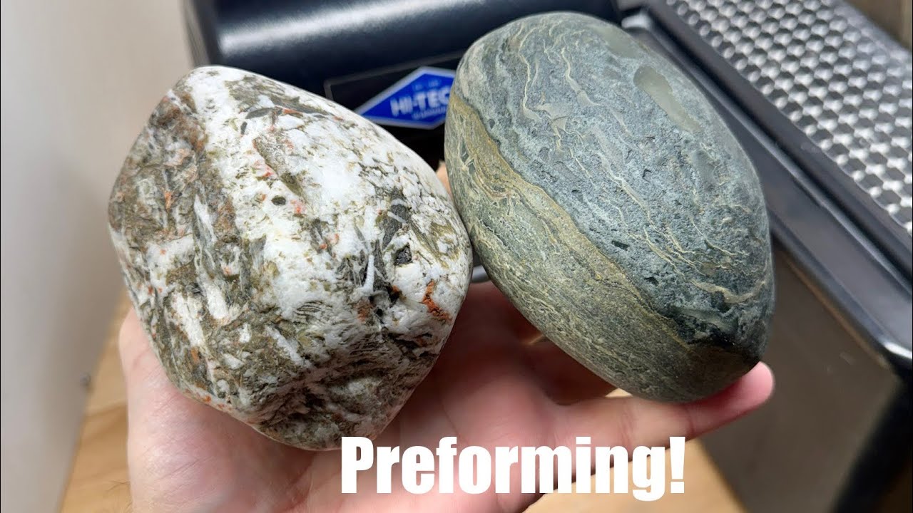 Cutting Rocks | Slabbin’ Sundays | Cutting Big Preforms from 2 Lake Michigan Rocks!