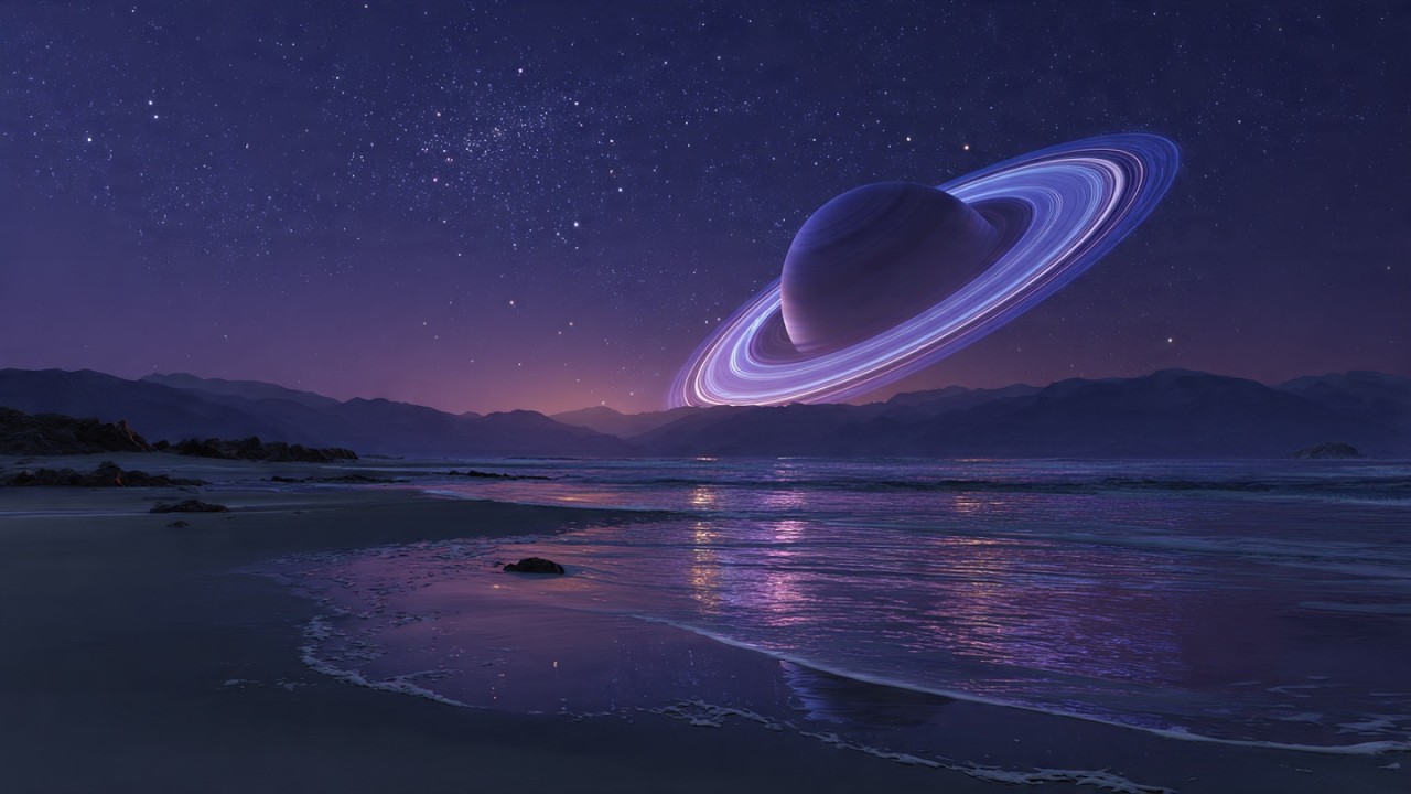 🪐 Saturn Night Ocean | Chillout Lounge Ambient Music for Deep Relaxation & Focus