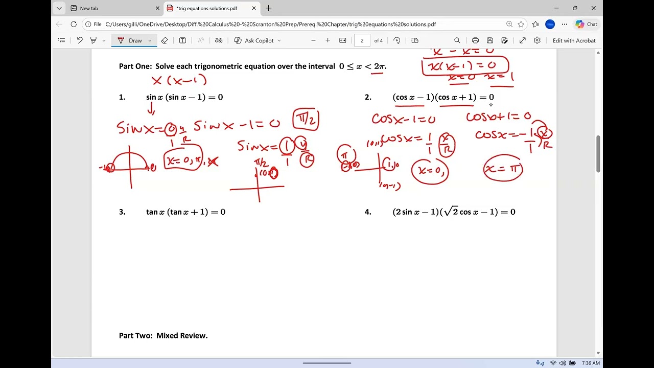 Hwk #27   Trig Equations Part II