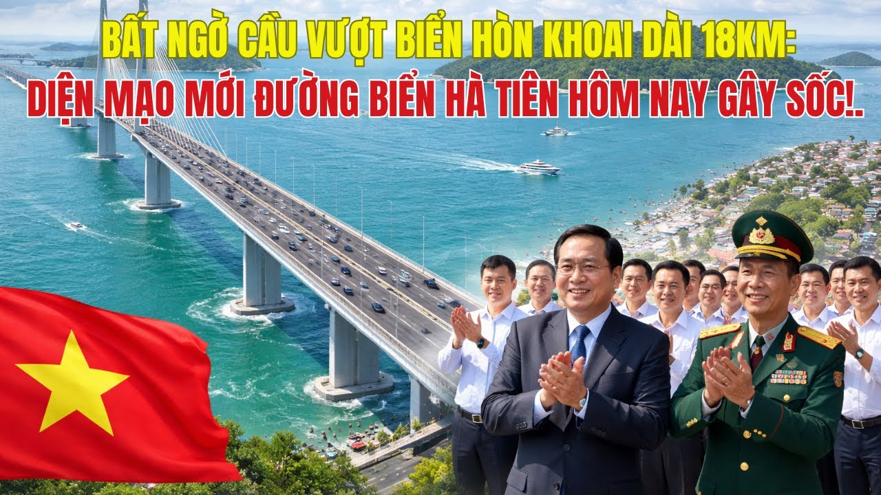 BẤT NGỜ CẦU VƯỢT BIỂN HÒN KHOAI DÀI 18KM: DIỆN MẠO MỚI ĐƯỜNG BIỂN HÀ TIÊN HÔM NAY GÂY SỐC!