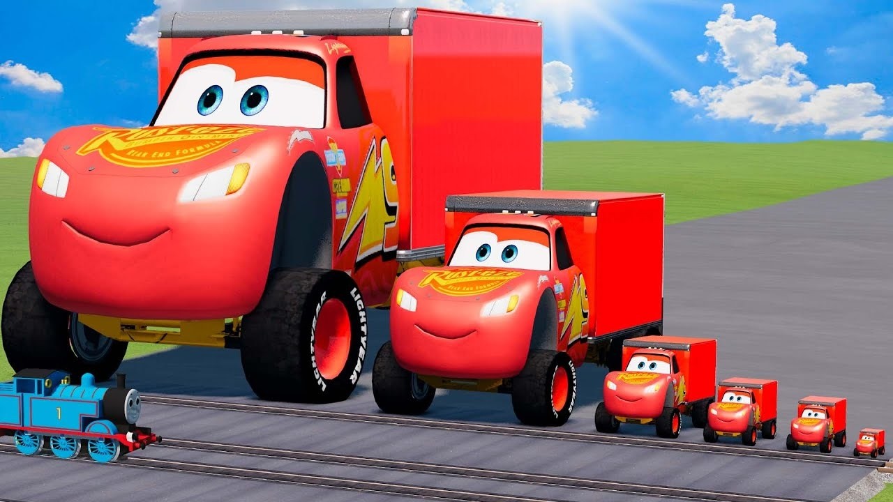 Big Small Truck McQueen vs Crazy Speed Thomas Train Race | BeamNG Drive