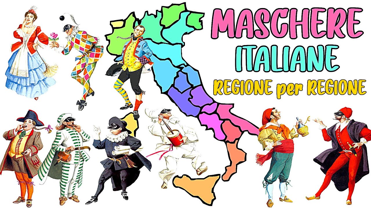 🎭 MASCHERE ITALIANE REGIONALI - Personaggi della Commedia dell'Arte Regione per Regione 🎭