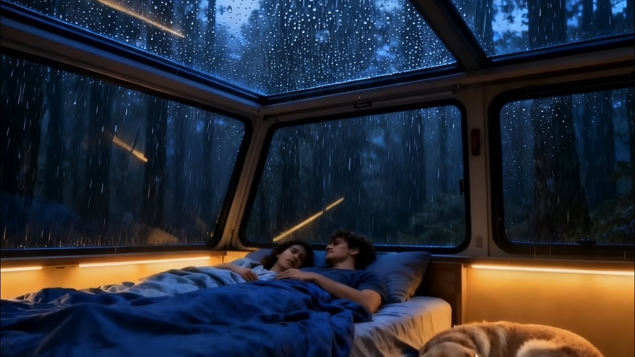 Leave It All To Sink Into Heavy Rain And Thunderstorms - Relax And Sleep In CozyCar