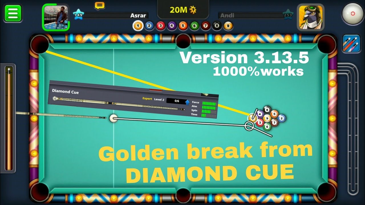 Golden break with Diamond cue | 9 ball pool | 8 ball pool