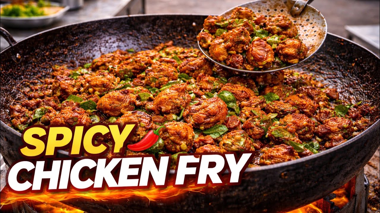 ప్రత్యేక కిచెన్ లో చికెన్ ఫ్రై | chike fry pea's biryani Prateyka kitchen making special fry chicken