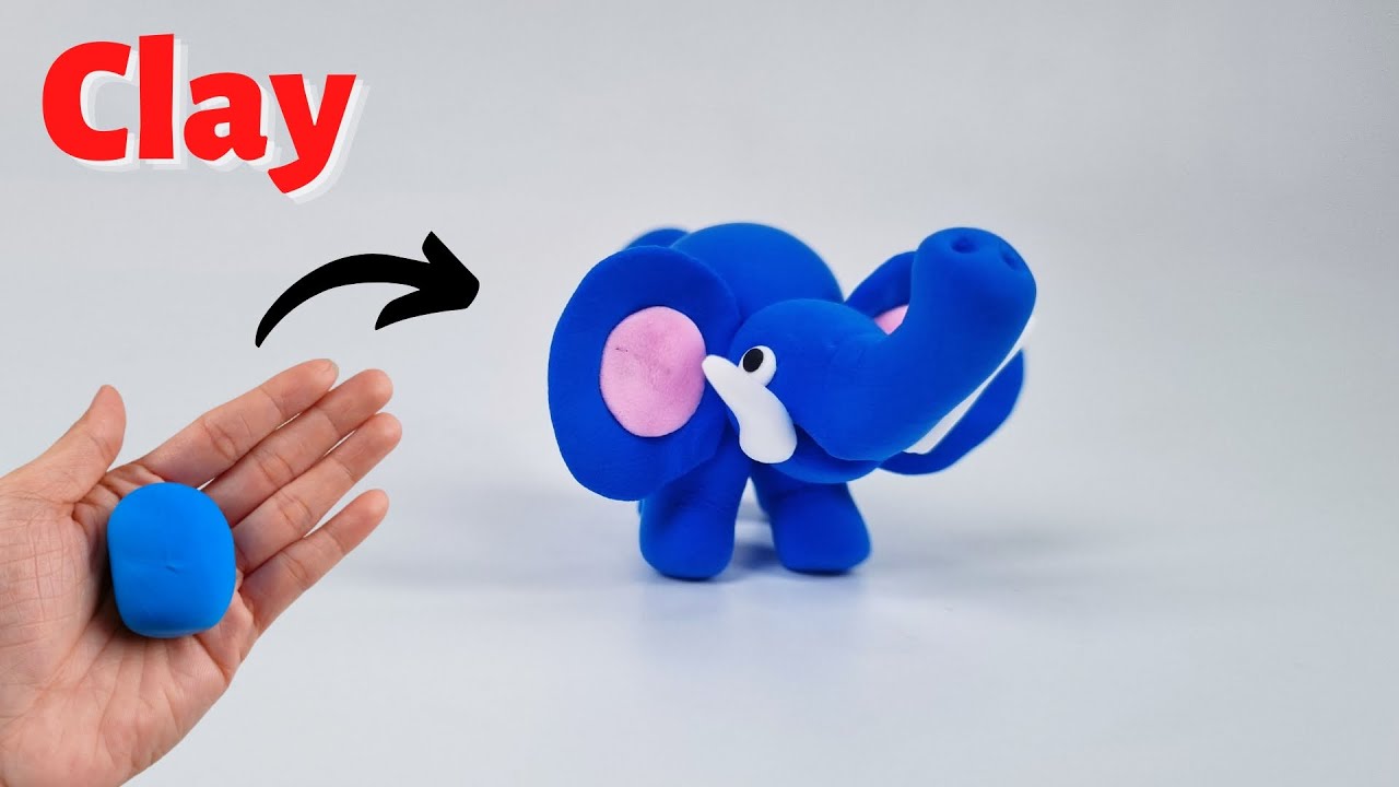 How to make clay elephant easy ❤️ How to make elephant with clay 😊 polymer clay