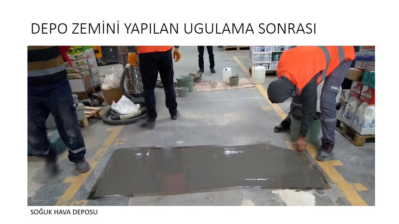 TANSAT TAMİR HARCI UYGULAMA FABRİKA ZEMİN TAMİRİ 5 DAKİKADA KURUYAN TAMİR HARCI AĞIR YÜKE DAYANIKLI