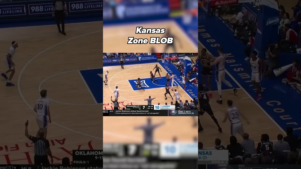Kansas screening in for the zone lob on zone BLOB #collegebasketball #basketballsets #collegehoops