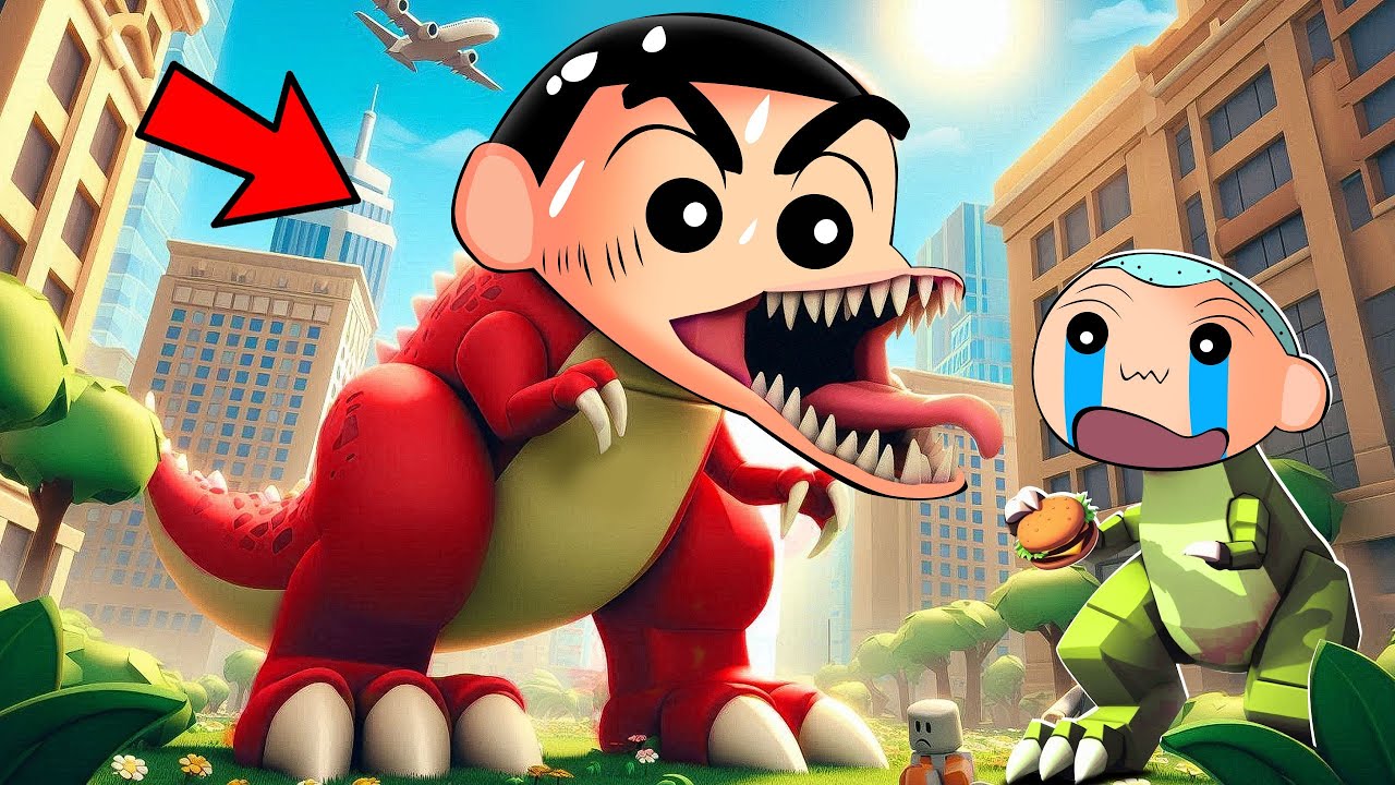 Shinchan Become King T Rex To Eat His Friends 😱🔥 | Roblox Be A T Rex | Funny Game 😂