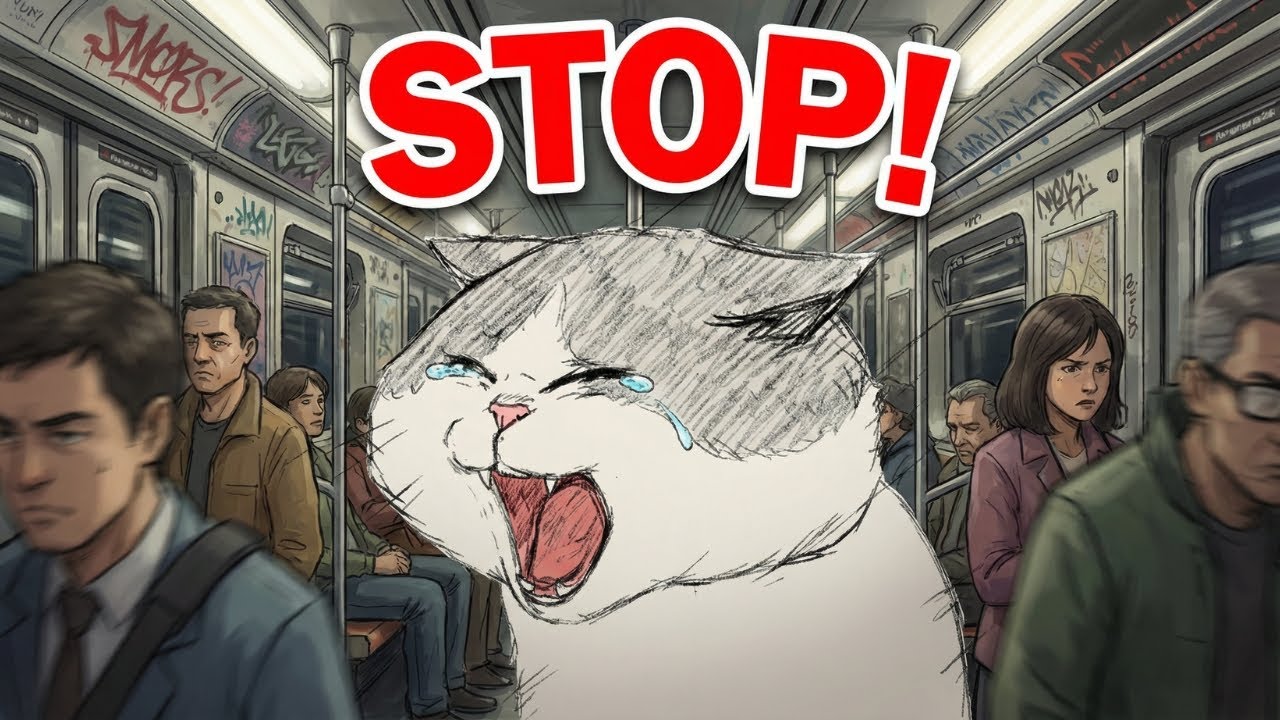 I HATE COMMUTING BY SUBWAY! 😭 | Funny Cat Animation (Hand-drawn)