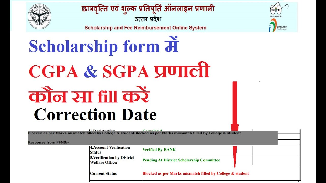 #How to #Correction In #Scholarship form 2024-25 || CGPA & SGPA Marks Fill ||