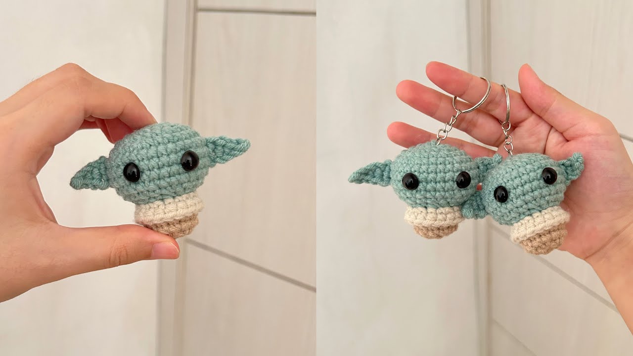 Crochet Baby Yoda Keychain 💚 | Mini Grogu Plush | Cute Amigurumi | Boneka Rajut | Gantungan Kunci