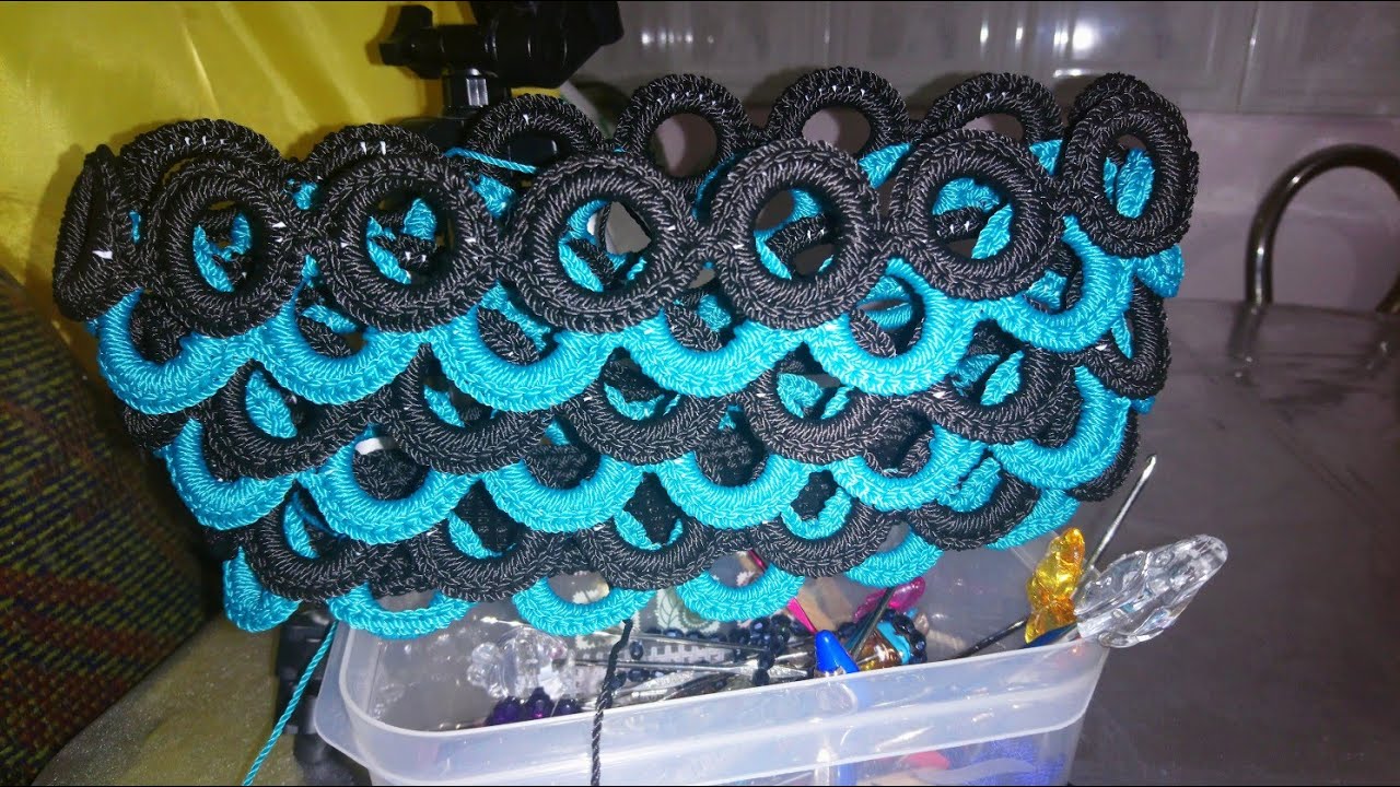Bolso Tejido a Crochet Con Aros