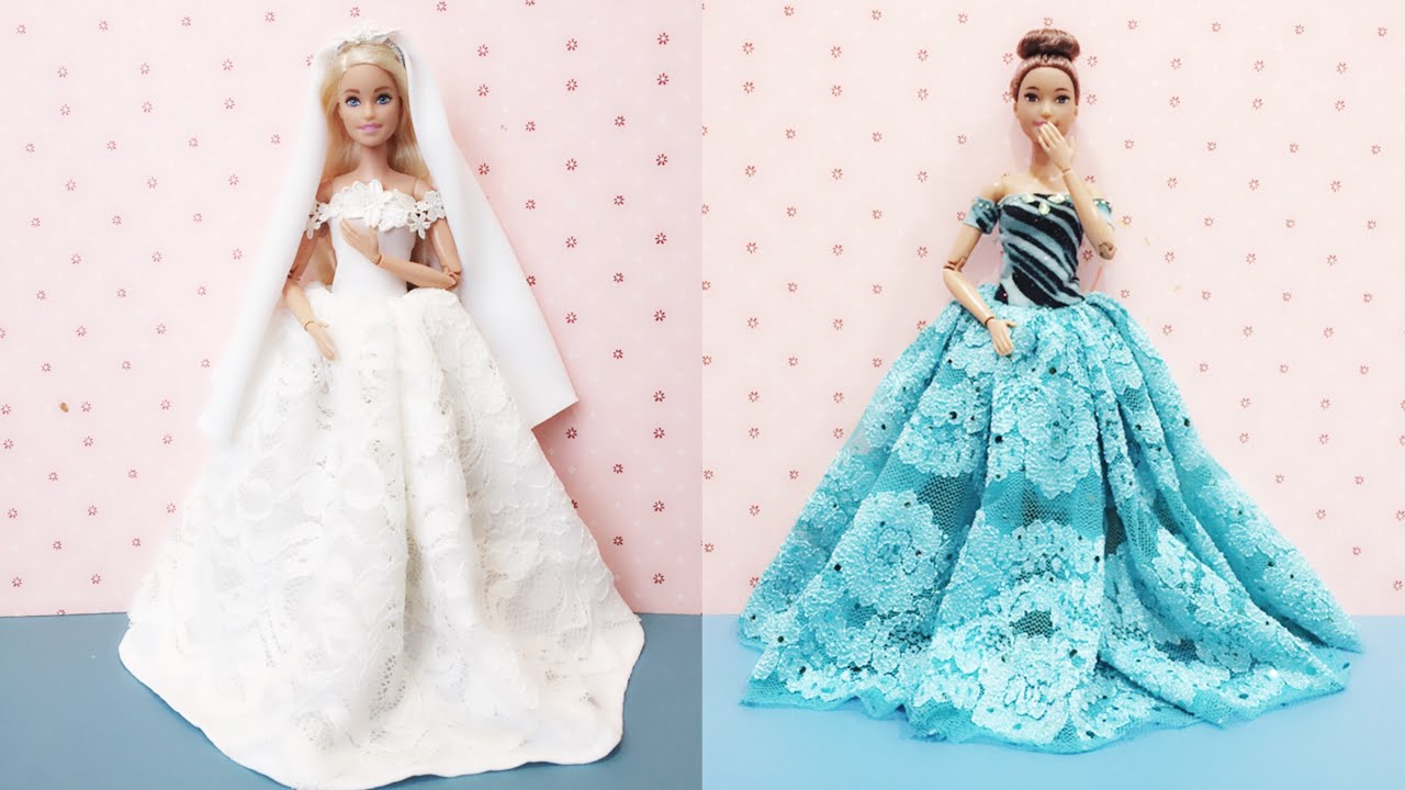 Красивые и простые платья для кукол Барби DIY Свадебное платье 👰🏻 Бальное платье 👗 # barbie