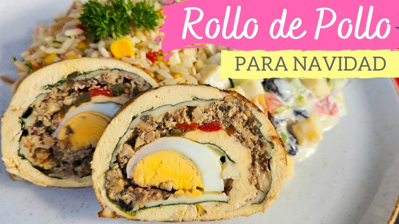ROLLO DE POLLO para la cena de NAVIDAD 🎅| Receta SIN HORNO, fácil y rendidora!!👌 #recetasnavideñas