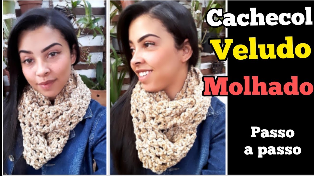 GOLA ou CACHECOL DE CROCHÊ VELUDO MOLHADO por @rhosangellaartecroche