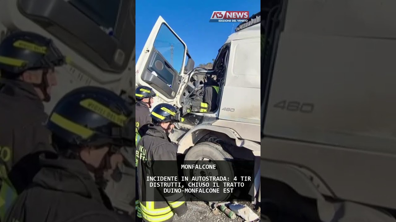 INCIDENTE IN AUTOSTRADA: 4 TIR DISTRUTTI, CHIUSO IL TRATTO DUINO-MONFALCONE EST | 19/01/2026