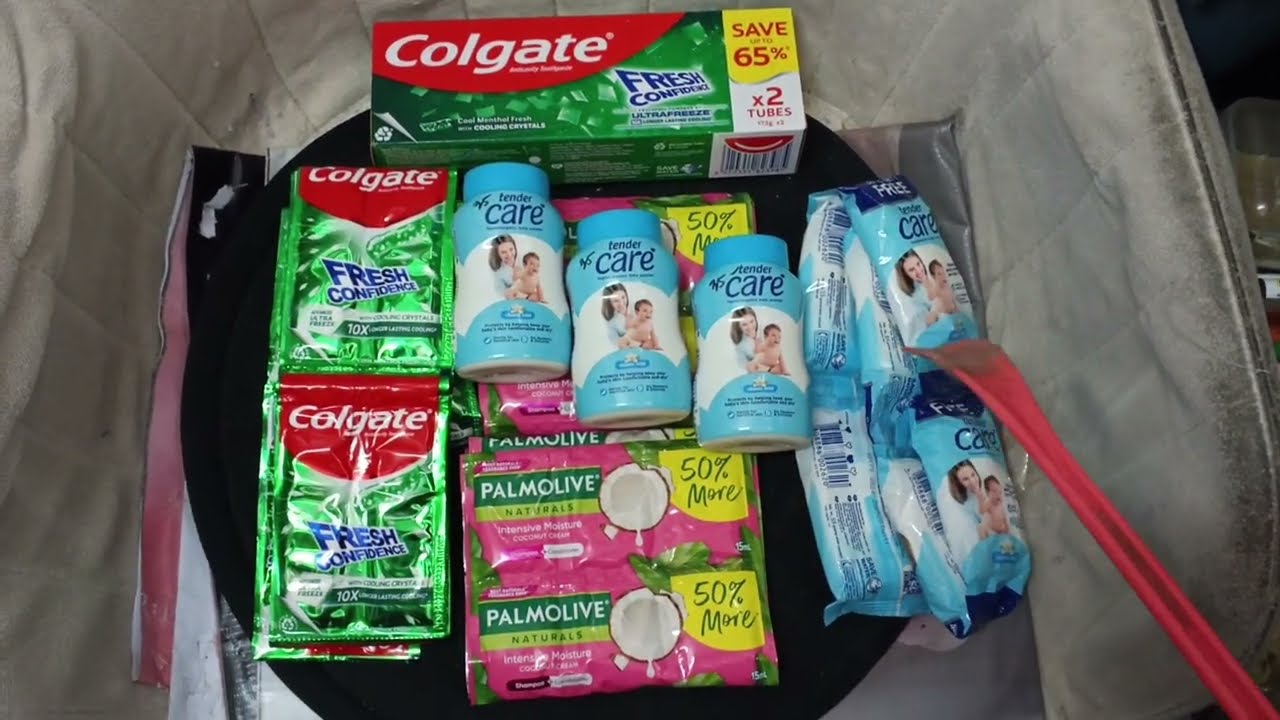 Delivery arrived: toothpaste/powder/shampoo/soap 