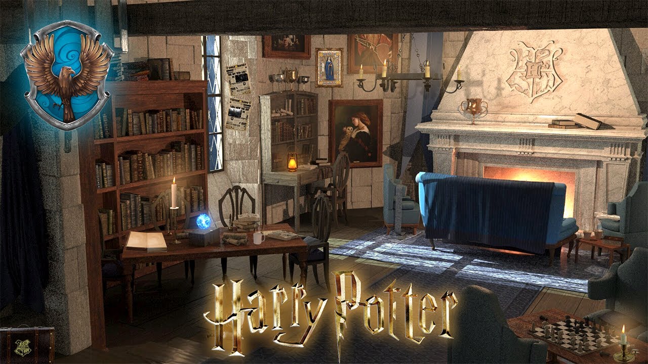 Ravenclaw Common Room Ambience📚🌧🔥 Study session/Sleep Aid  [3 scenes] Harry Potter Inspired ASMR