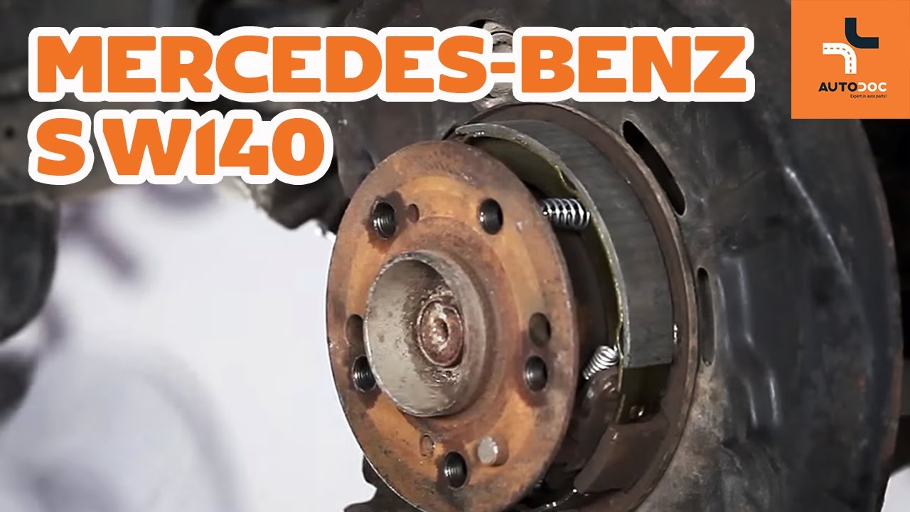How to change handbrake shoes parking Mercedes-Benz S W140 TUTORIAL | AUTODOC