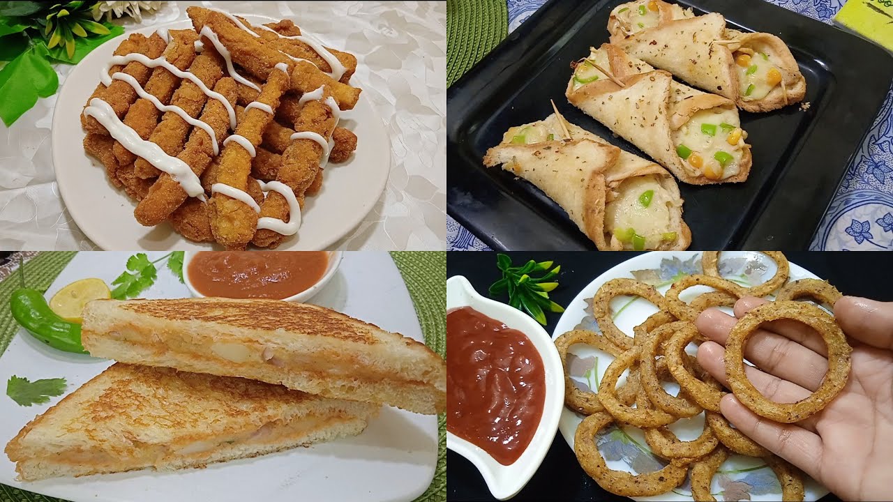 Most Favorite Snacks Recipes | Bread Corners | Cheese Parcel | Potato Rings | Potato Sandwich