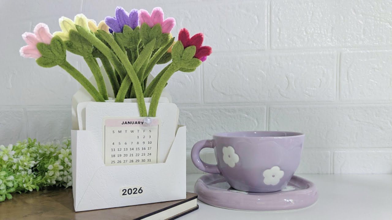 DIY Mini Desk Calendar 2026 | Aesthetic Handmade Calendar | Easy DIY Desk Calendar | Mini Calendar🩷💐