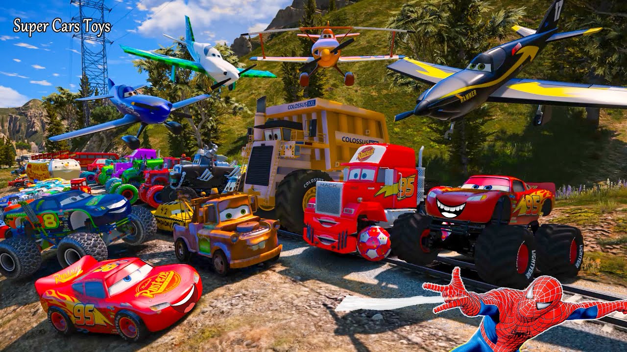 Cars Crazy McQueen High Impact Mack Monster Truck Tow Mater Colossus XXL Fabulous Police Racing Toys