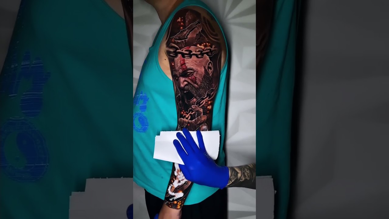 Artist &bull; @ghy_undead Kratos - 💥 #tattoo #shorts